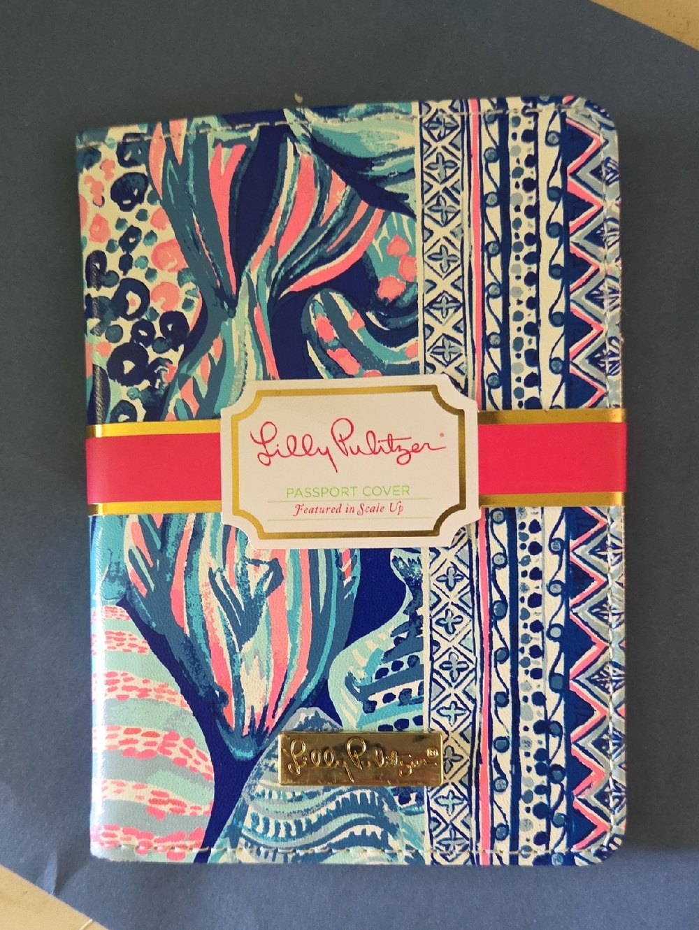 Lilly Pulitzer Floral-Striped Passport Cover - Teal, Navy & Coral